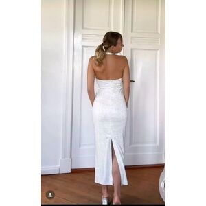 ZARA Prom Bridal Wedding Formal in Backless Mirror Disco Ball Halter Dress NWT